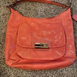 Coach pink patten leather crossbody/shoulder bag